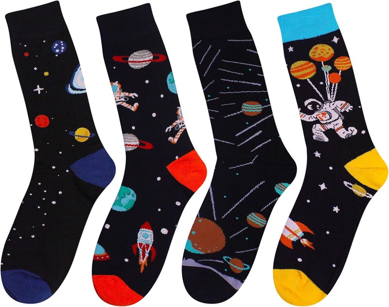 Cansok Men's 2/4 Packs Fun Crazy Novelty Dress Crew Socks - Image 2